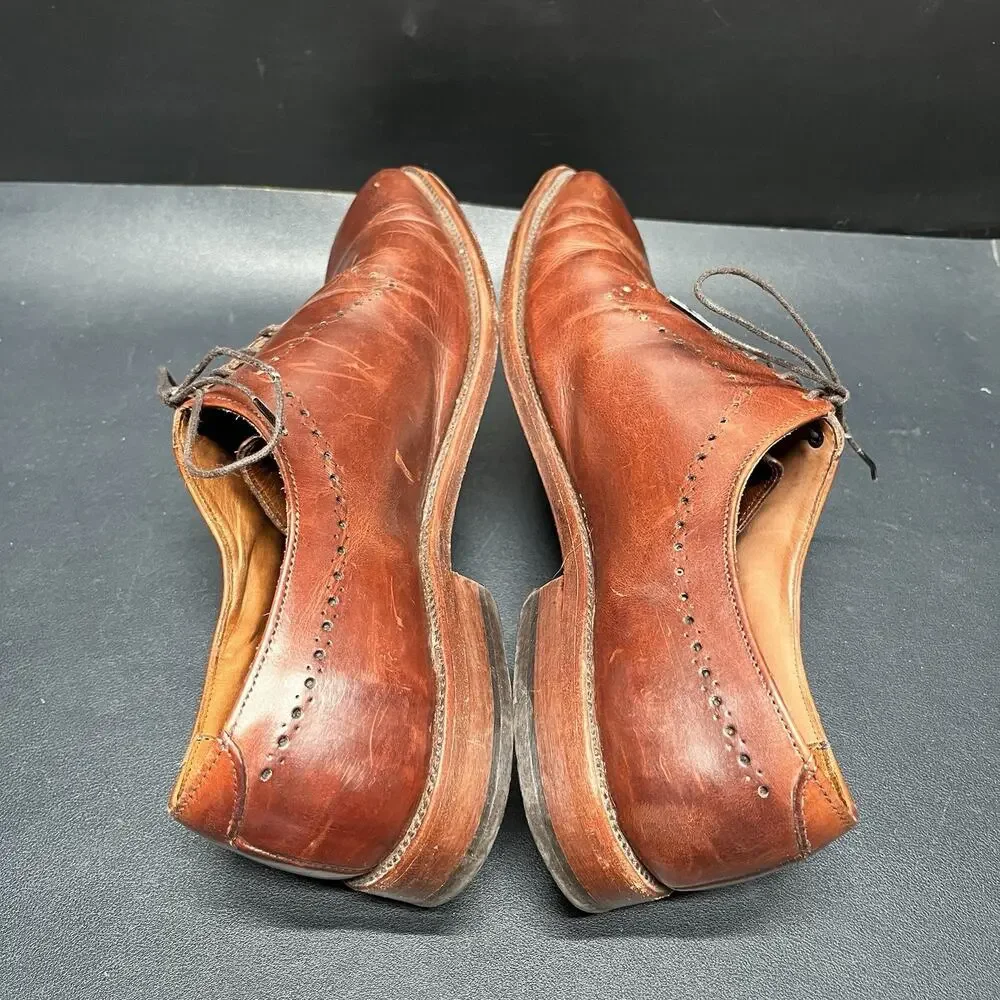 Allen Edmonds Manhattan Oxford Walnut Brown Leather Derby Dress Shoes USA 10.5 D